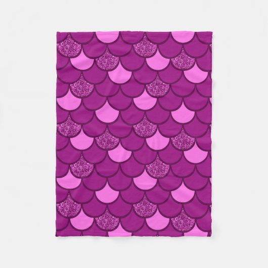ブルゴーニュ魚鱗グリッター効果 フリースブランケット (正面)