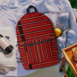 ブルゴーニュ黄ストライプ緑の波パタエレガントーン プリントバックパック