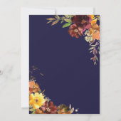 ブルゴーニュ黄色のフローラ結婚式日付カードを保存 招待状 (裏面)