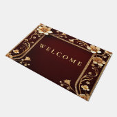 ブルゴーニュ黄金の花の模様 ドアマット (アングル)