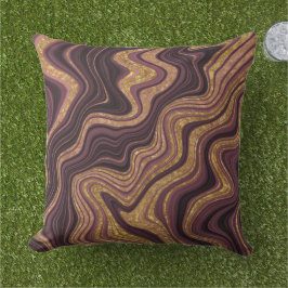 ブルゴーニュ黒と金ゴールド大理石のルックパターン アウトドアクッション