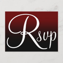 ブルゴーニュ黒グラデーションRSVPコンテンポラリー インビテーションポストカード