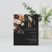 ブルゴーニュ黒ベージュ花模様結婚式招待状 (スタンド正面)