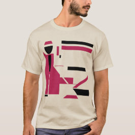 ブルゴーニュ黒幾何学的姿のようなアートMCMルック Tシャツ