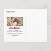 ブルゴーニュ2025はっきりしたタイポグラフィ写真卒業 案内ポストカード (裏面)