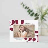 ブルゴーニュ2025はっきりしたタイポグラフィ写真卒業 案内ポストカード (スタンド正面)