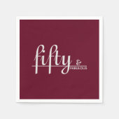 ブルゴーニュ50と素晴らしい！スクリプト50番目の誕生日 スタンダードカクテルナプキン (正面)