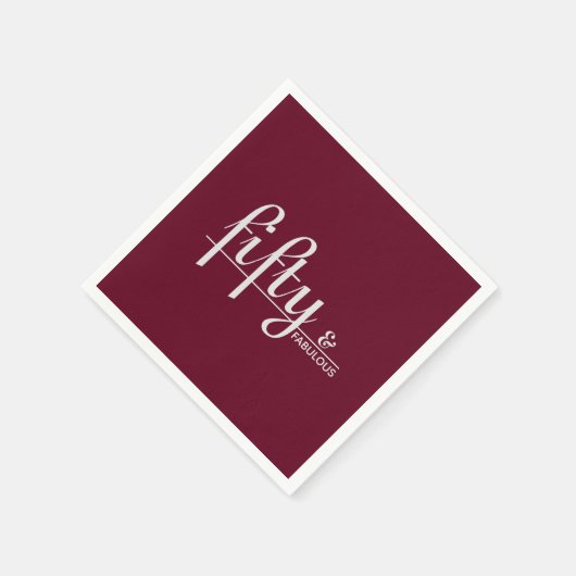 ブルゴーニュ50と素晴らしい！スクリプト50番目の誕生日 スタンダードカクテルナプキン (角)