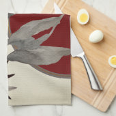 ブルゴーニュ&アイボリーウォーター葉カラー キッチンタオル (四つ折り)