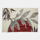 ブルゴーニュ&アイボリーウォーター葉カラー キッチンタオル (横)