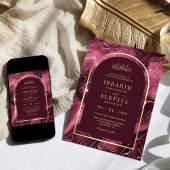 ブルゴーニュ・アガテ大理石アーチムスリム結婚ズ 招待状