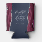 ブルゴーニュ・アガテ銀ネイビー結婚ブルー 缶クーラー (正面)