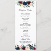 ブルゴーニュ・アンド・ネイビーフローラ結婚式 プログラム (裏面)