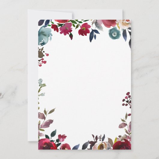 ブルゴーニュ·アンド·ネービーフローラ結婚式招待状 招待状 (裏面)