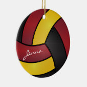 ブルゴーニュ、イエロー、ブラックバレーボール2 | DIY名 セラミックオーナメント (右)