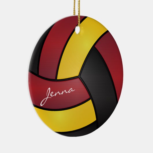 ブルゴーニュ、イエロー、ブラックバレーボール2 | DIY名 セラミックオーナメント (右)