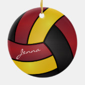 ブルゴーニュ、イエロー、ブラックバレーボール2 | DIY名 セラミックオーナメント (裏面)