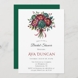 ブルゴーニュ&エメラルドピーオンウィンターブライダルシャワー 招待状