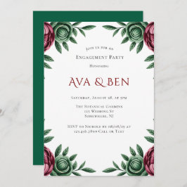 ブルゴーニュ&エメラルドピーオンウィンター婚約パーティ 招待状