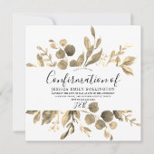 ブルゴーニュ&エレガント金ゴールドリーフガールズ確認 招待状 (正面)