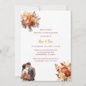 ブルゴーニュ・オレンジの新郎新婦結婚のカップルのシャワー 招待状 (裏面)