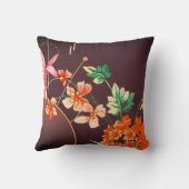 ブルゴーニュ&オレンジエレガント咲きフローラ クッション (裏面)