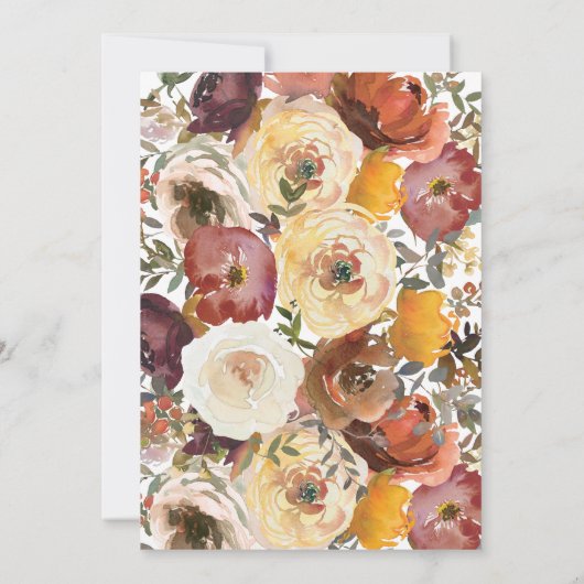 ブルゴーニュ&オレンジオータム花模様ブライダルシャワー 招待状 (裏面)