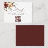 ブルゴーニュ&オレンジフローラQRコードギフトレジストリ エンクロージャーカード (正面/裏面)