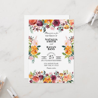 ブルゴーニュ・オレンジ・クラッシュ・フローラピュア結婚・カード