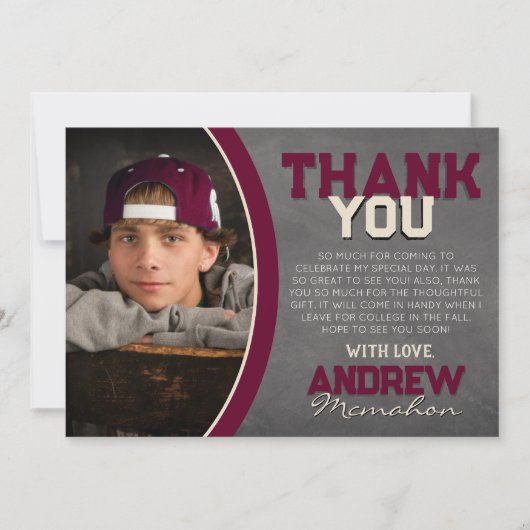 ブルゴーニュ&クリームシャルボードグラードサンキューカード 招待状 (正面)