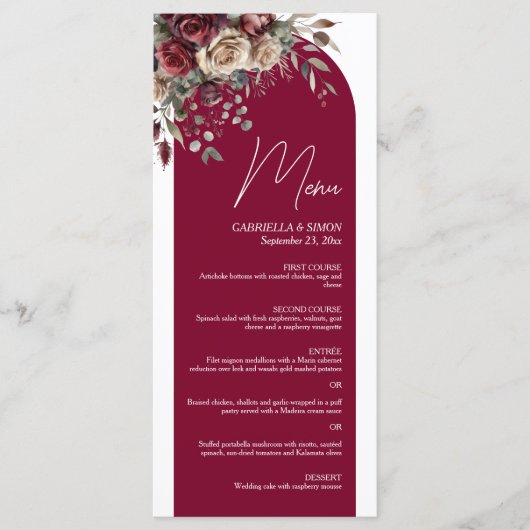 ブルゴーニュ&クリームバラエレガントアーチ結婚ーズ メニュー (正面)