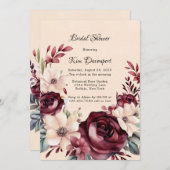 ブルゴーニュ&クリームバラブライダルシャワー 招待状 (正面/裏面)