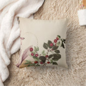 ブルゴーニュ&クリームボタニカルプリント |さくらんぼ クッション (ブランケット)