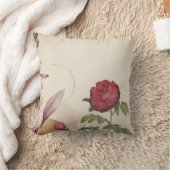 ブルゴーニュ&クリームミニマルフローラデザイン クッション (ブランケット)