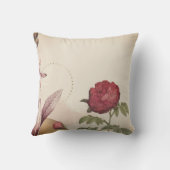 ブルゴーニュ&クリームミニマルフローラデザイン クッション (裏面)