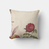 ブルゴーニュ&クリームミニマルフローラデザイン クッション (正面)