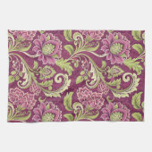 ブルゴーニュ&グリーンフローラダマスク キッチンタオル (横)