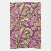 ブルゴーニュ&グリーンフローラダマスク キッチンタオル (縦)