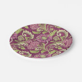 ブルゴーニュ&グリーンフローラダマスク ペーパープレート (アングル)