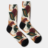 ブルゴーニュ、グリーン、マスタードの紅葉 ソックス (右)
