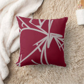 ブルゴーニュ&グレイモダンエレガント抽象芸術竹 クッション (ブランケット)