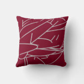 ブルゴーニュ&グレイモダンエレガント抽象芸術羽 クッション (裏面)