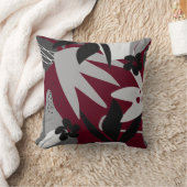 ブルゴーニュ&グレイ芸術的抽象芸術トロピカル クッション (ブランケット)