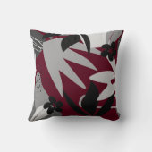 ブルゴーニュ&グレイ芸術的抽象芸術トロピカル クッション (裏面)