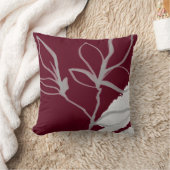 ブルゴーニュ&グレーウォーターカラーリーフデザイン クッション (ブランケット)