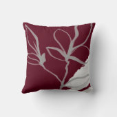 ブルゴーニュ&グレーウォーターカラーリーフデザイン クッション (裏面)