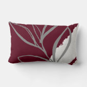 ブルゴーニュ&グレーミニマリストウォーター葉カラーズ投げ ランバークッション (裏面)