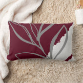 ブルゴーニュ&グレーミニマリストウォーター葉カラーズ投げ ランバークッション (ブランケット)