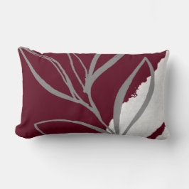 ブルゴーニュ&グレーミニマリストウォーター葉カラーズ投げ ランバークッション