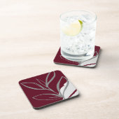 ブルゴーニュ&グレーミニマリストウォーター葉カラー コースター
